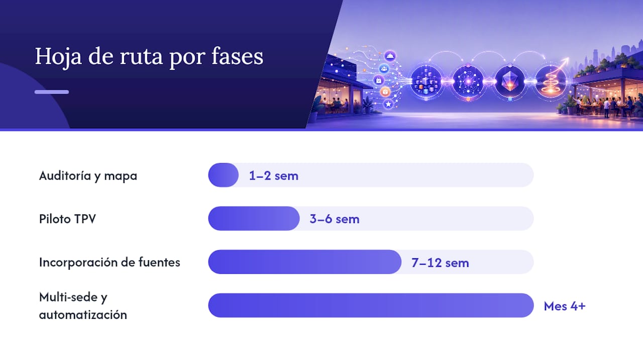 Fases de la consolidación de datos en un grupo de restaurantes