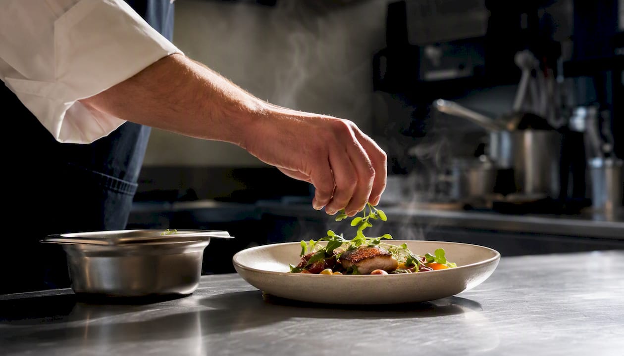 Emplatando en una cocina profesional