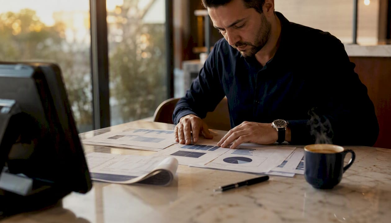 Repasando los informes de indicadores sobre la mesa
