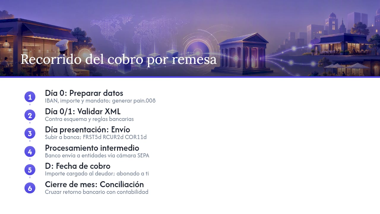Secuencia temporal de un cobro SEPA